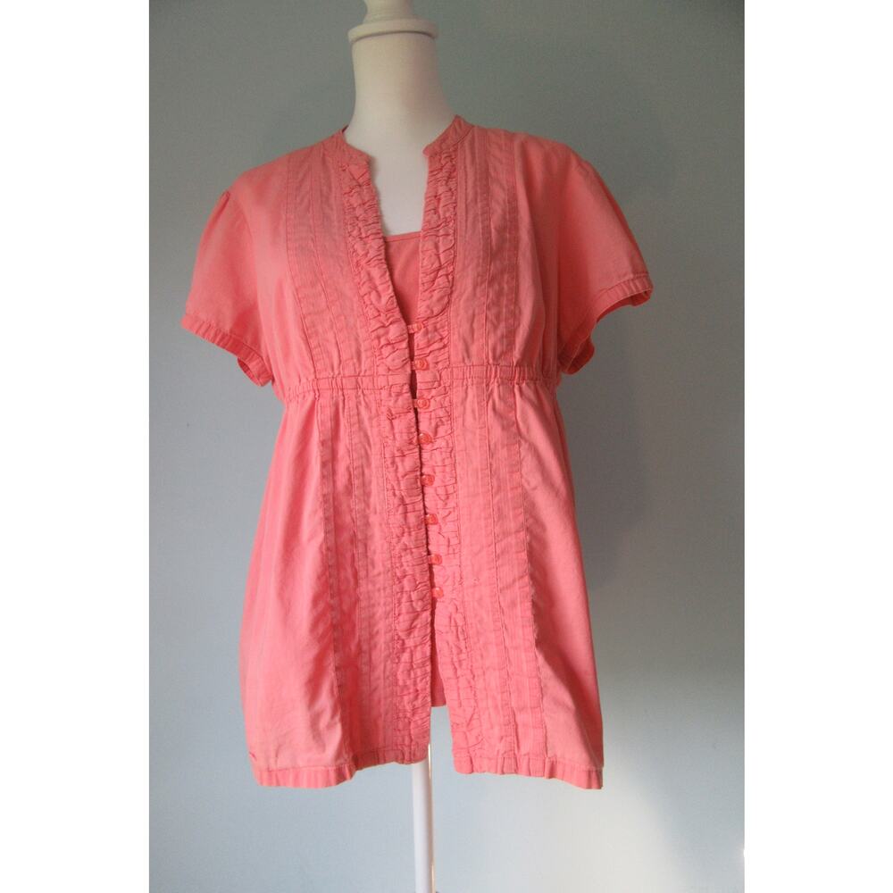 Sonoma Women’s Salmon Button Up S/S Shirt w/ Tank Size XL 2-Piece Set